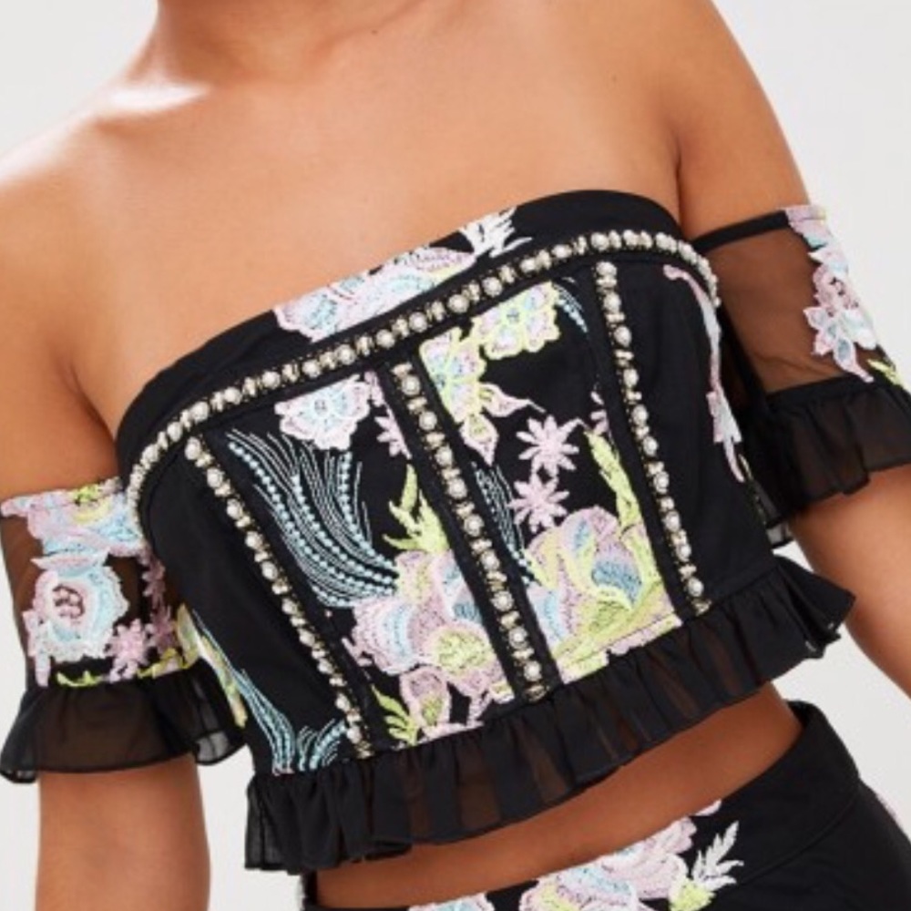 Pretty Little Things bardot crop top NWT